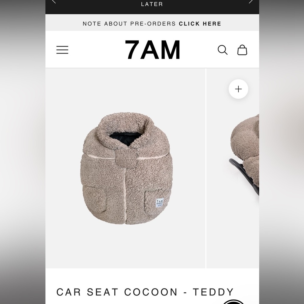 7AM car seat cover and warmmuffs set - Teddy